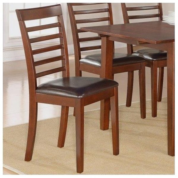 East West Furniture East West MC-MAH-LC Milan ladder back chairs with FAUX LEATHER upholstered seat; Mahogany - Pack of 2 MLC-MAH-LC